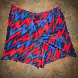 DSG Mens Woven Training Shorts XS Athletic Fit Elastic Waist Red & Blue Zigzag